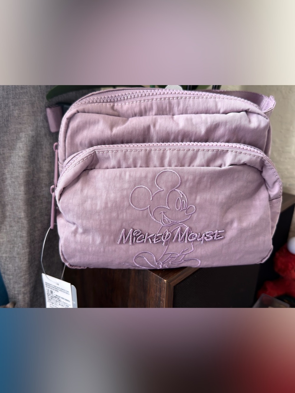 Disney Lilac Mickey Mouse Embroidered Crossbody Bag